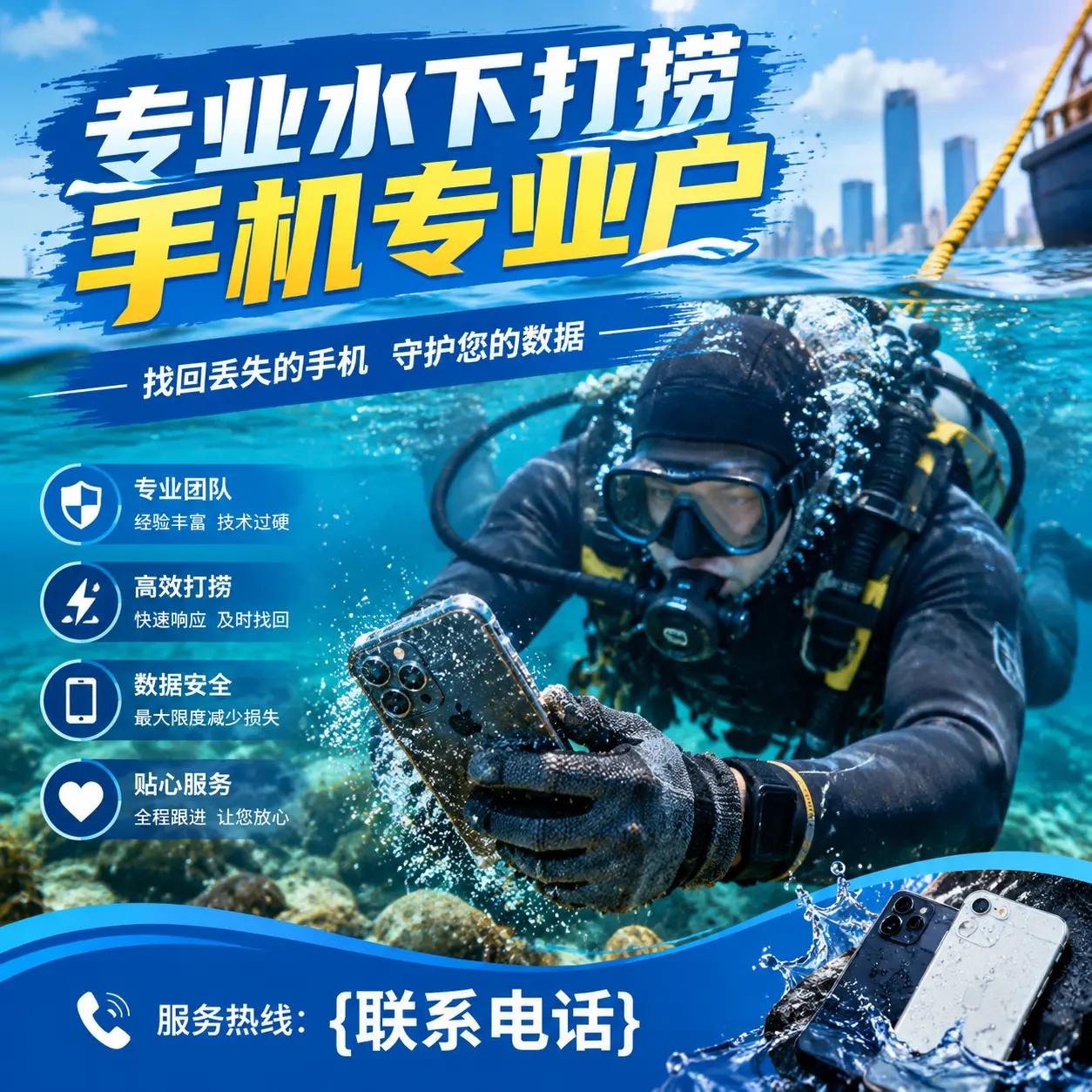 澄海专业水下打捞手机专业户