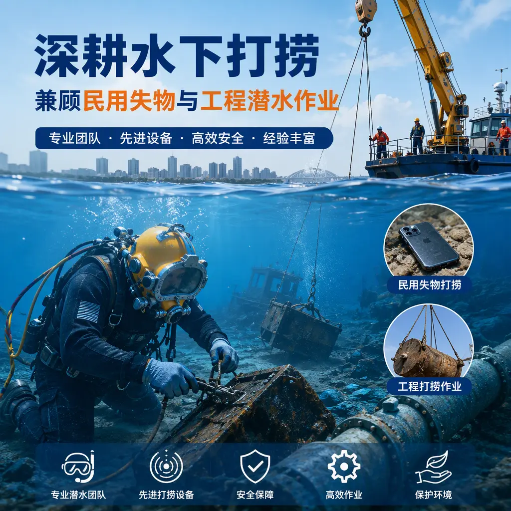 深耕水下打捞，兼顾民用失物与工程潜水作业澄海