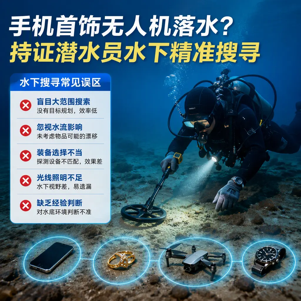 手机首饰无人机落水？澄海持证潜水员水下精准搜寻